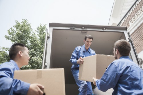 Boxes and furniture loaded for a Kentish Town house or flat move