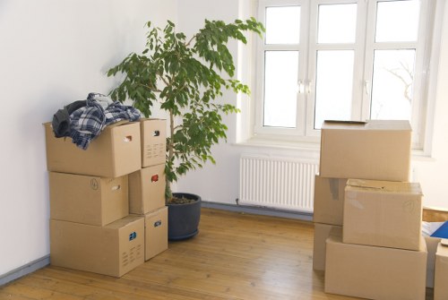 Prepared furniture and moving equipment ready for collection in Kentish Town