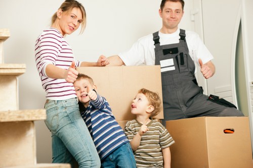 Carefully wrapped household items ready for flat removals in Kentish Town